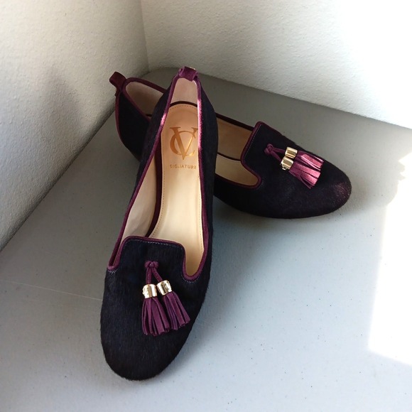 Signature Shoes - VC Signature Nancy Shoes Women 6B Purple HIDE Leather Tassels Heels Quite Luxury